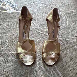 Manolo Blahnik Gold Strappy Heels